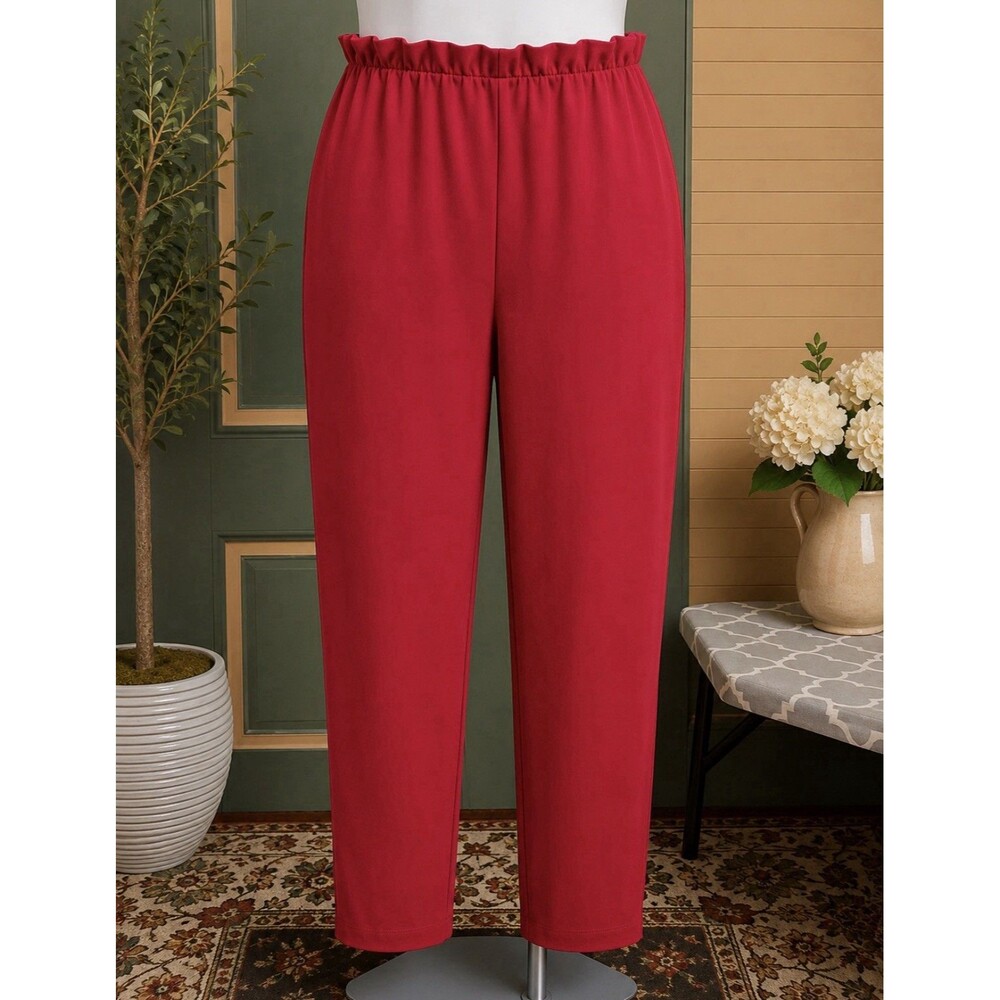 Fashion Nova Red Paperbag Waist Pants 30x27 High Rise Polyester Blend